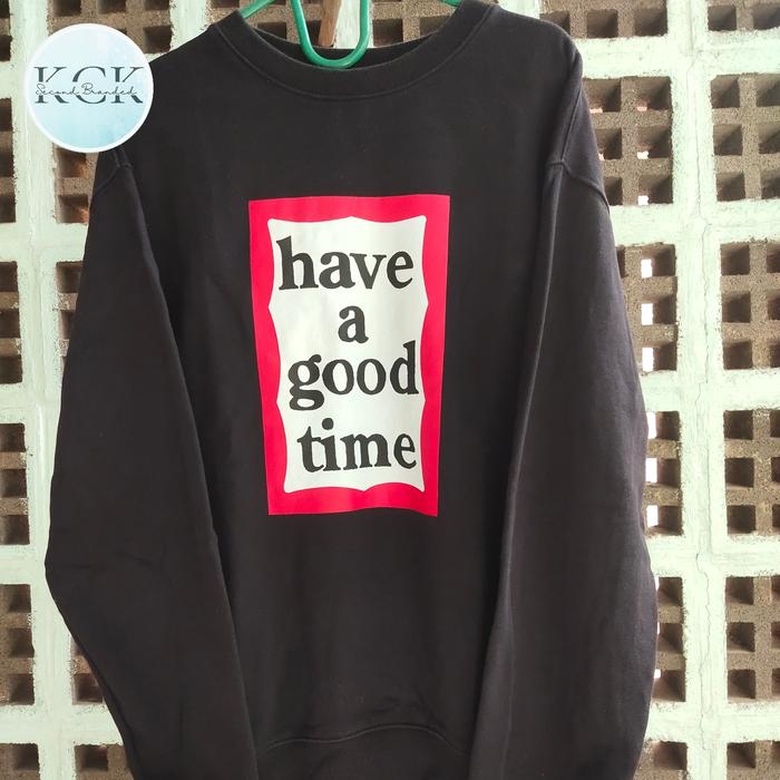CREWNECK HAGT HAVE A GOOD TIME JAKET PRIA HITAM SECOND