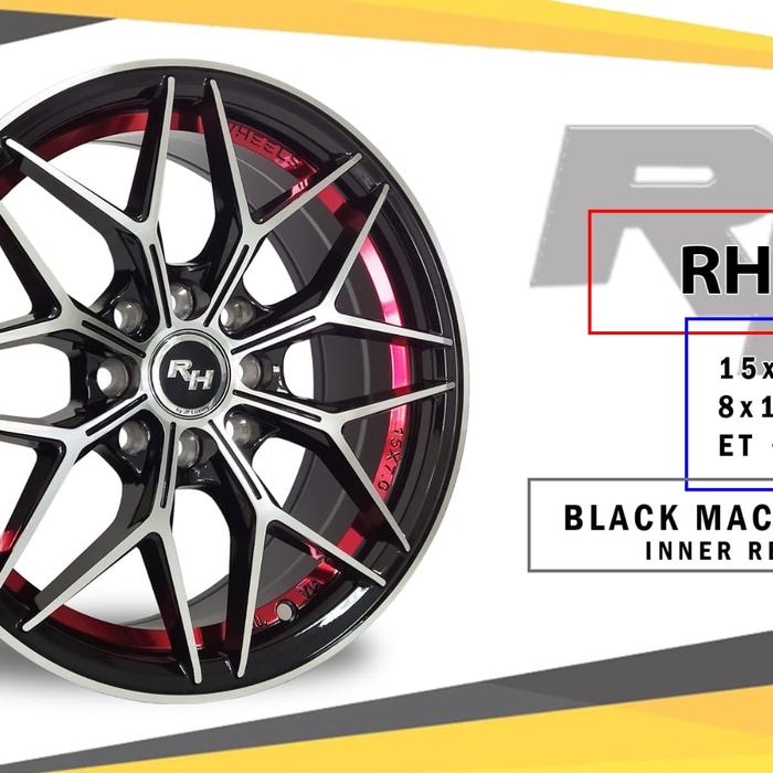 velg mobil RH110 15X7 8X100-114.3 ET 40 BMF/INER RED LINE