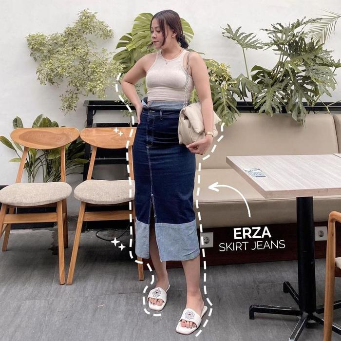 ERZA SKIRT JEANS / ROK JEANS HIGHWAIST WANITA / LEA STORE