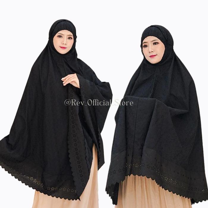 Bergo Atasan Super Jumbo Hitam Full Bordir Kerudung Wanita