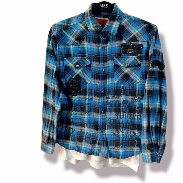 Kemeja Flanel Casual Second Branded Sirmione  Blue S a5