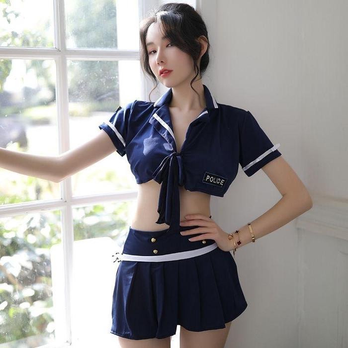 Set Lingerie Sexy Rok Model Cosplay Sexy Police Stelan Cosplay Polisi
