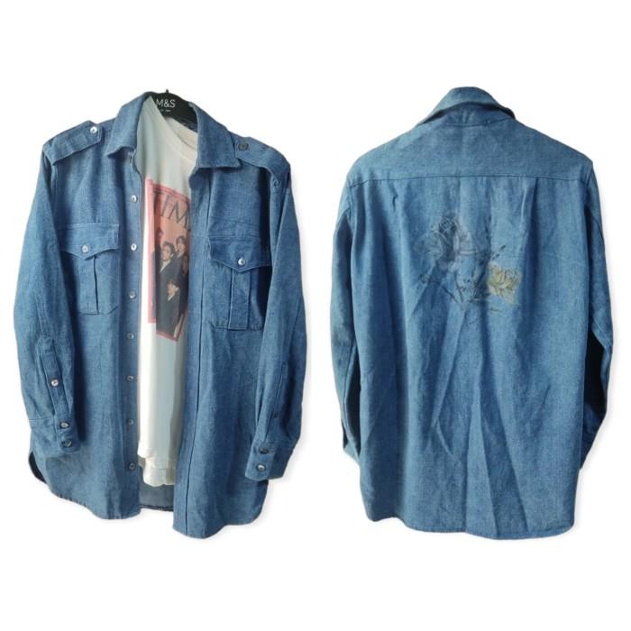 Kemeja Denim Military Workshirt Second Branded Painterly Korea M z62