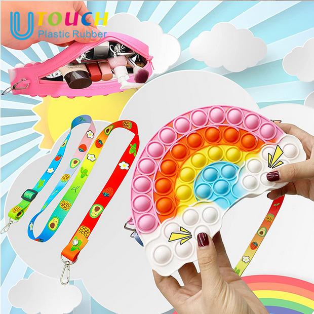 Shoulder Bag Fidget Toys Pop-it Bag Tas Pop It Lovely Rainbow Bag