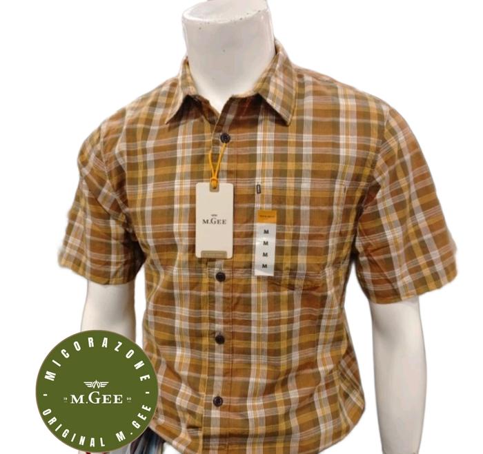 Kemeja Original MGEE - Kemeja Kasual Lengan Pendek Brown Alto C126