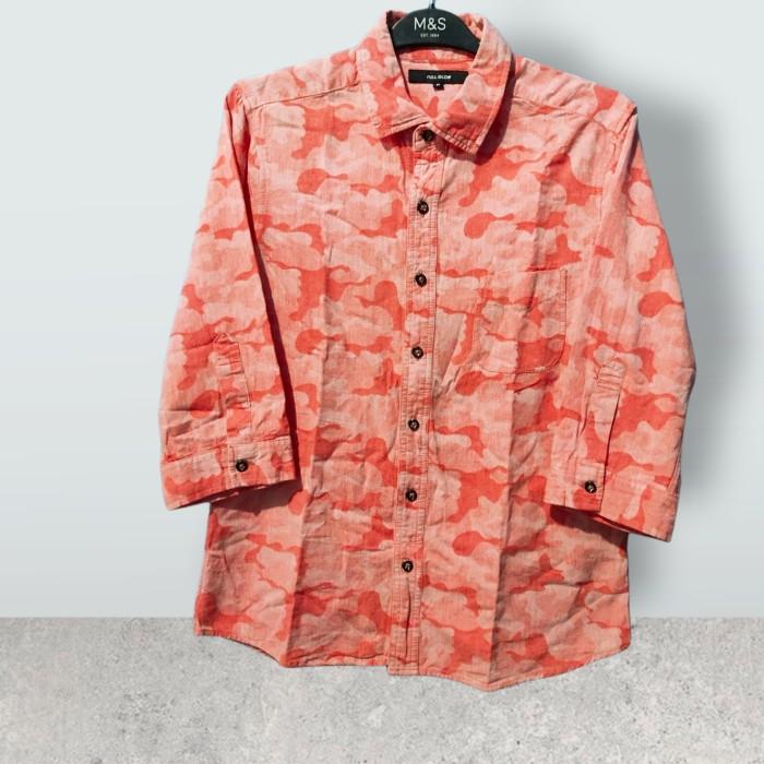 Kemeja Denim Camo 3/4 Second Branded Glow Orange S - M Slimfit a5