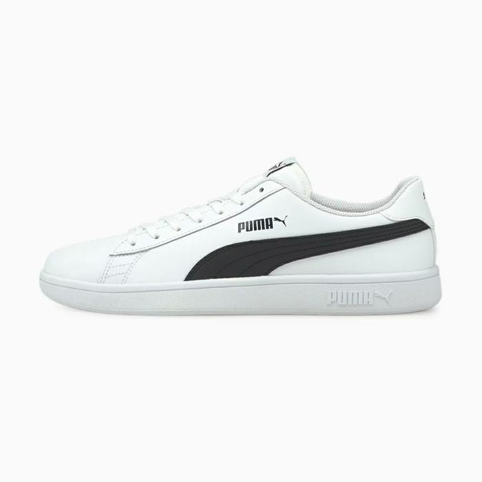 sepatu sneakers pria puma smash V2 L white black 365215 01 original