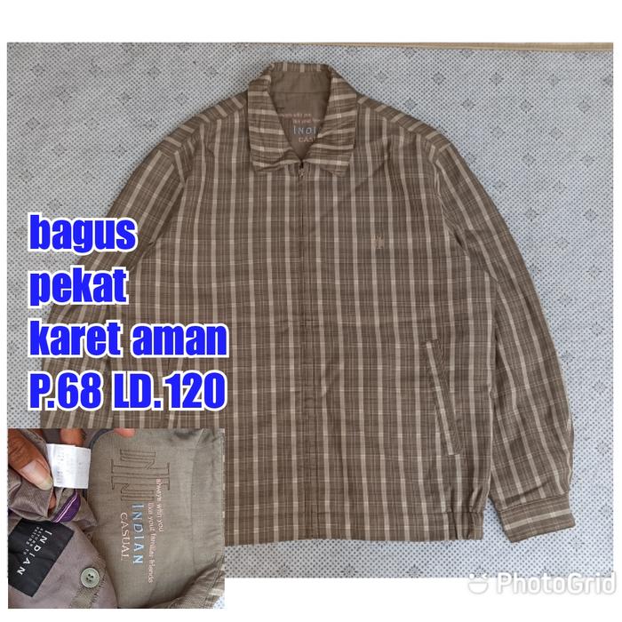jaket work kerja casual Harrington vintage tartan indian