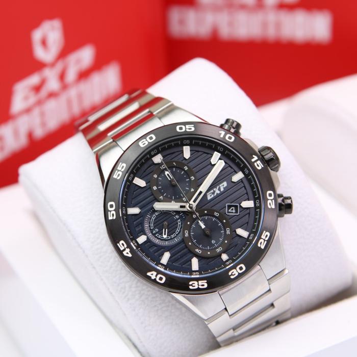 EXPEDITION EXP 6848/E6848 - JAM TANGAN PRIA ORIGINAL-SILVER BLACK BLUE