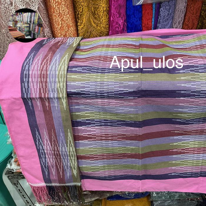 Set songket dan selendang harungguan pink kualitas bagus