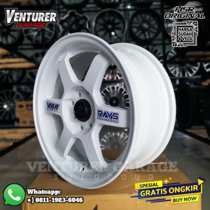velg mobil murah ring 15 hsr te37 r15 pcd 4x100 & 4x114,3 putih tulang