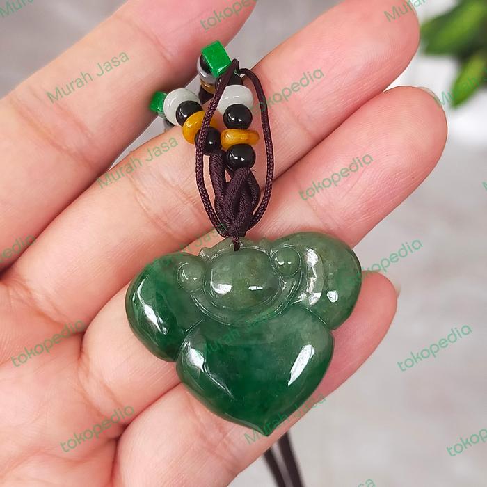 Kalung Liontin Giok Burma Green Ruyi Love + sertifikat