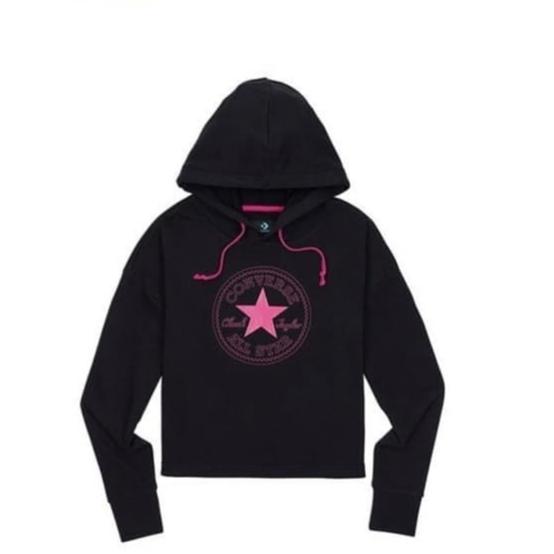 Jaket Wanita Converse Chuck Patch Hoodie Black Pink Original LJ1129001