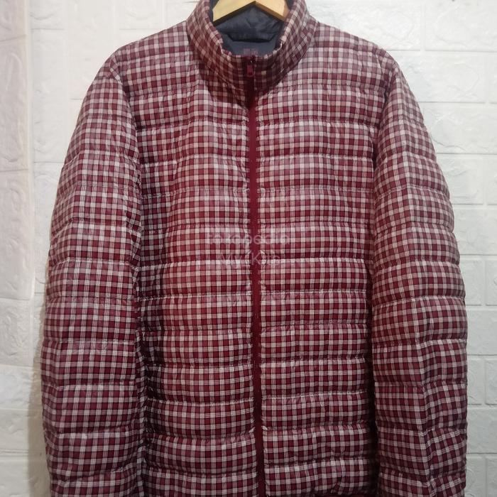 UNIQLO ultralight down long neck jaket flanel motif