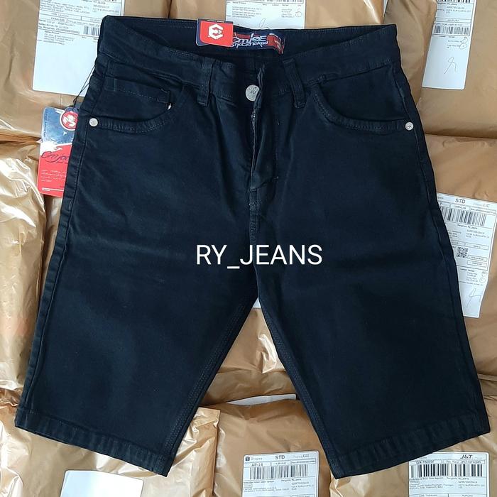 celana jeans pendek pria jeans hitam melar street jeans cmjee