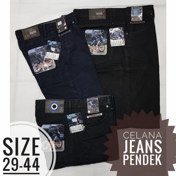 Celana Jeans Pendek Pria Jumbo Stretch Melar Body Boss Ori Murah Obral
