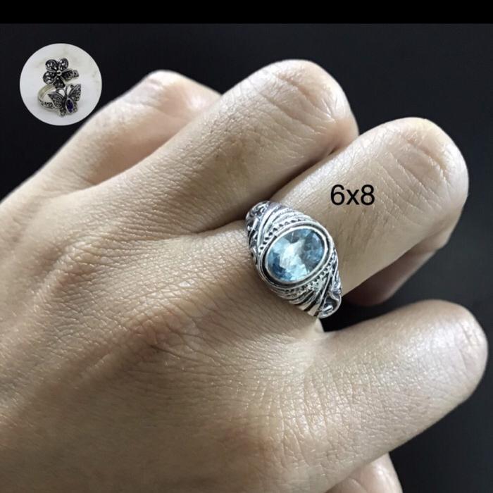 Emban cincin perak pria ukiran bali size 6x8mm