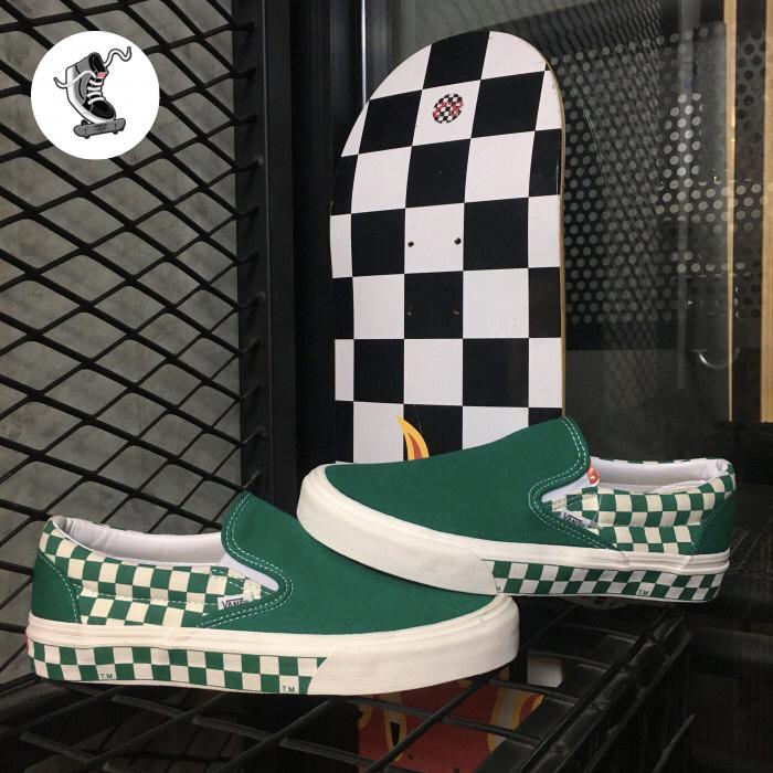 Vans Slip-On CheckerBoard Sidewall Ultramarine Green / White Original