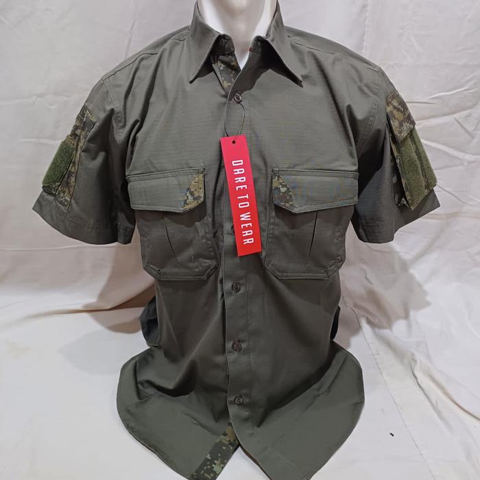 Kemeja PDL Hijau Army Motif Camo Kroasia SRITEX