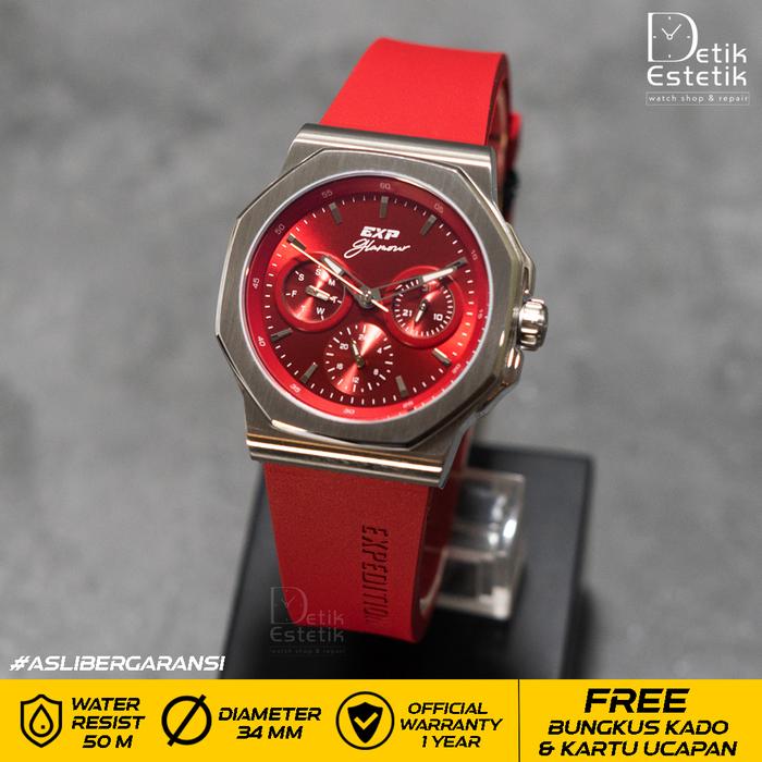 Jam Tangan Wanita Expedition Ladies E 6816 BF RSSRE Glamour Red Silver