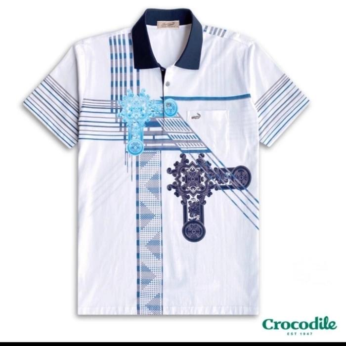 CROCODILE Diamond Polo Shirt Pria Original Regularfit,1789 WHITE