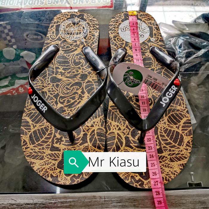 sandal joger asli bali original coklat gold jepit swallow unik batik