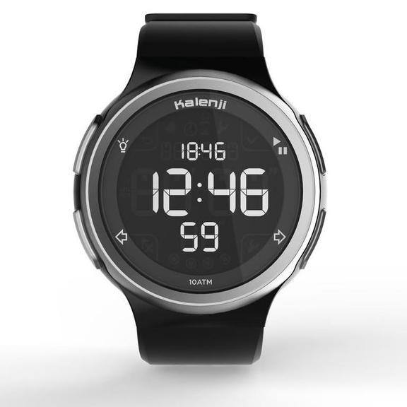 Kalenji W900M Swip Jam Tangan Timer Olahraga Pria Shockproof - Hitam