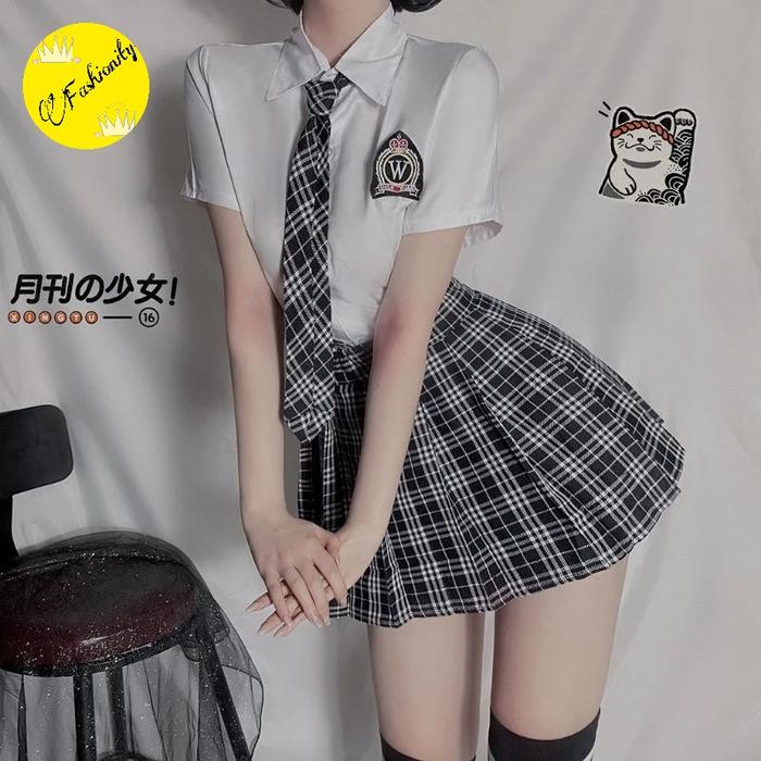 Lingerie Cosplay Anak Sekolah Setelan Seragam Sexy Wanita Baju Seksi