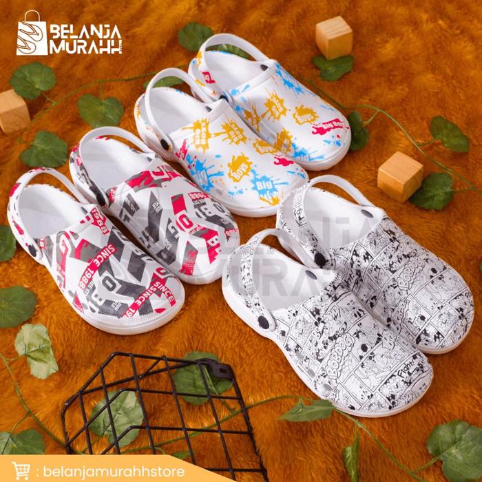 Sandal bakpao Motif Printing Pria/wanita sandal sepatu Crocs Motif
