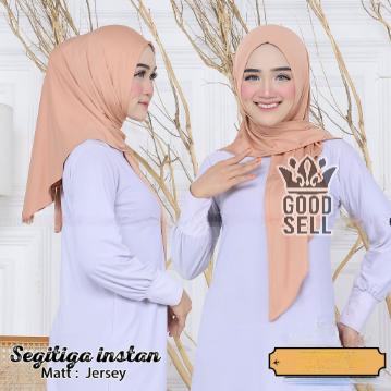 TERMURAH! Hijab Segitiga Instan Jersey Premium Polos Jahit Tepi V2