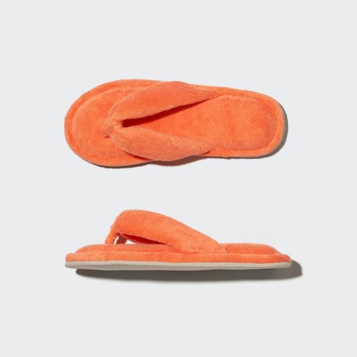UNIQLO Original Pile Room Shoes Sandal Rumah Wanita Pria Unisex Oranye