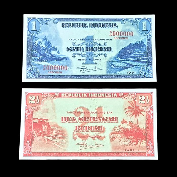Set Uang Kuno Rupiah Seri Pemandangan Alam (1951-1953) Replika Repro