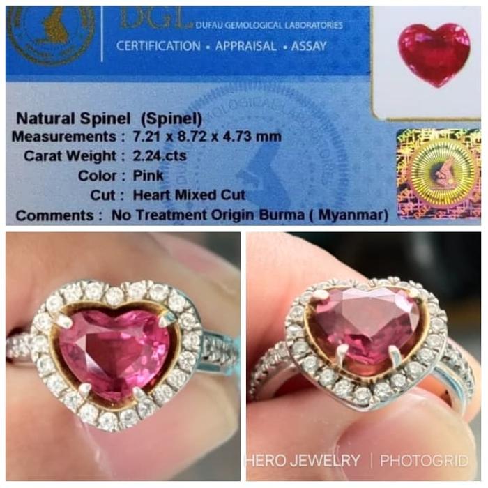 PINK "LOVE HEART" SPINEL BIRMA BATU NATURAL PERMATA LIKE RUBY BURMA
