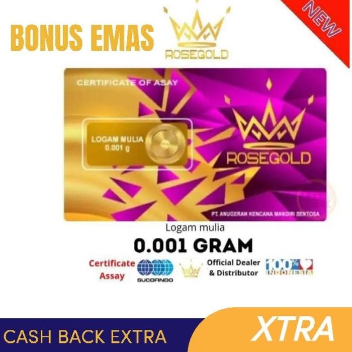 Bonus Emas asli logam mulia RoseGold 0.001gram