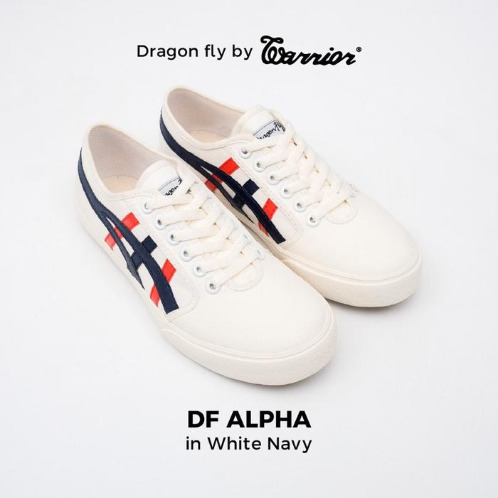 Sepatu Warrior Dragonfly Alpha White Navy Sneakers Shoes Capung