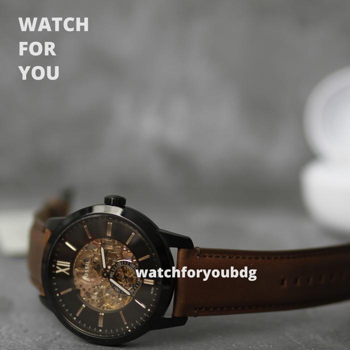 Jam Tangan Pria ME3155 ME 3155 Townsman Automatic Black Leather Fossil
