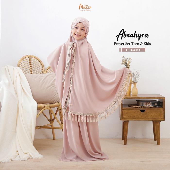 Mailea Almahyra Prayer Set Kids (Anak) Mukena Set - CREAMY