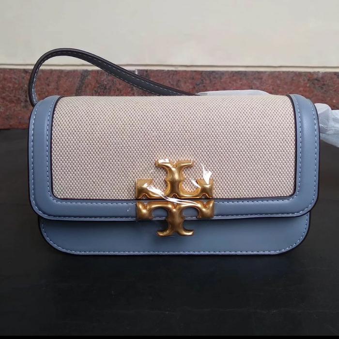 Sale!! Tory Burch Eleanor Canvas Phone Crossbody Cloud Blue