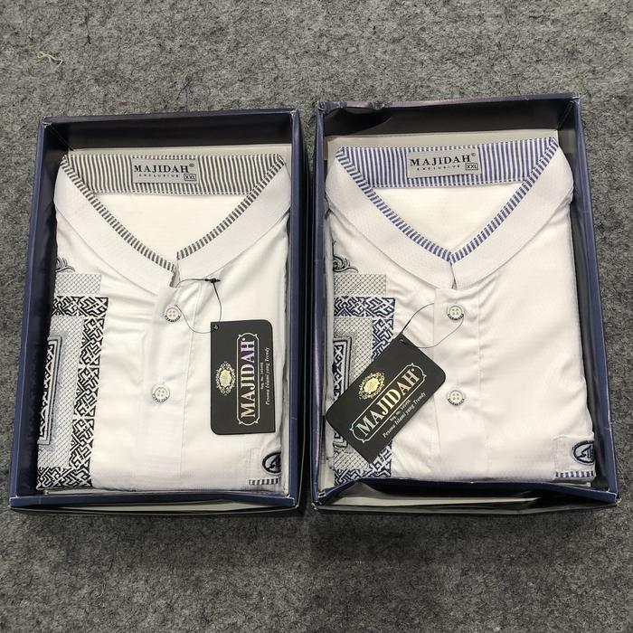 Baju koko Majidah jumbo putih lengan panjang