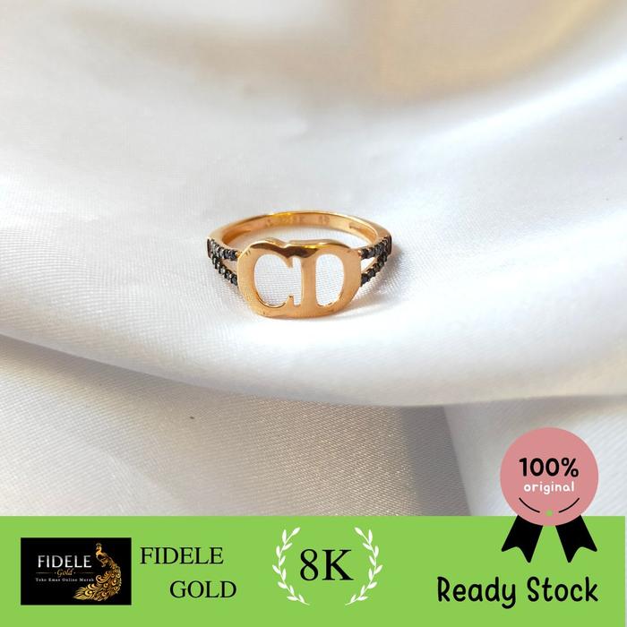 Cincin permata hitam fashion cincin emas asli kadar muda 375