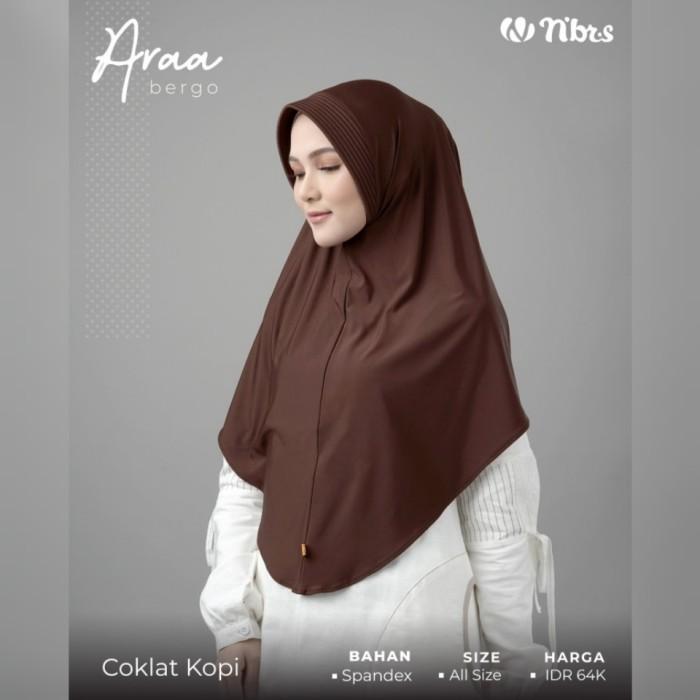 Nibras Hijab Araa Bergo Warna Coklat Kopi Jilbab Instan Spandek Adem