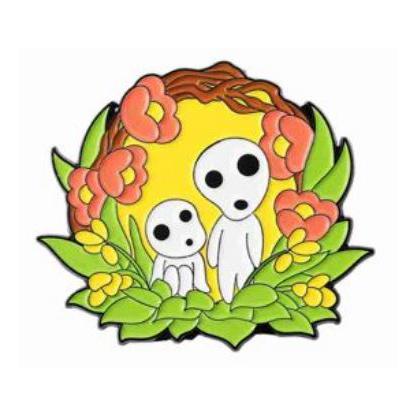 Princess Mononoke Kodama Flower Ring Enamel Lapel Pin Bros Ghibli Lucu