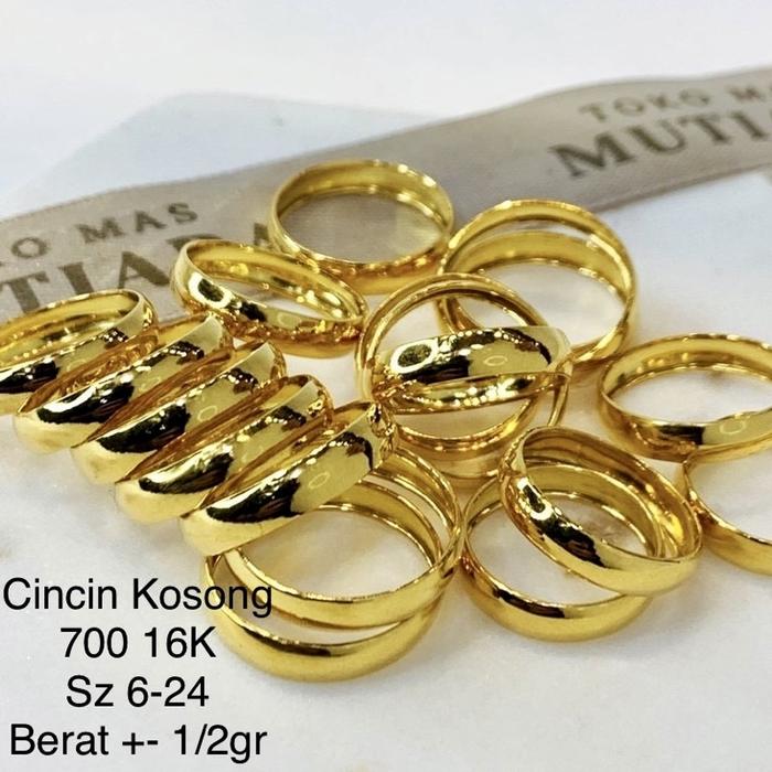 Cincin Emas Asli Polos Kadar 700 16K Belah Rotan Nikah Padu