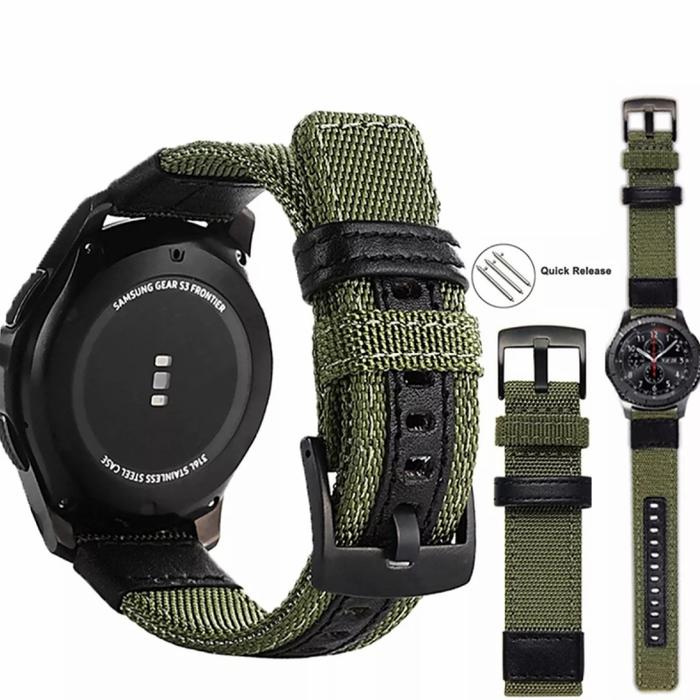 Strap Nylon Motif Kulit Leather Huawei Watch Gt3 Gt 3 42mm Tali jam