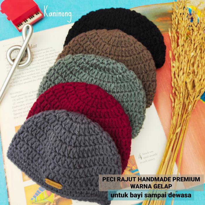 Kaninong Peci Rajut Anak Pra Remaja Handmade Asli Premium Warna Tua Size Anak Kecil & Pra Remaja Ben