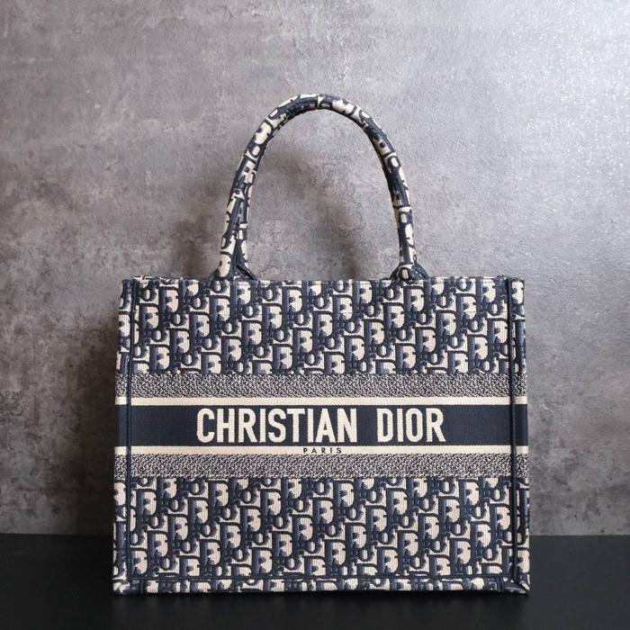 CHRISTIAN DIOR TOTE BOOK MEDIUM SIZE BLUE OBLIQUE