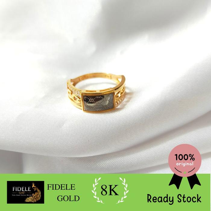 CINCIN CAT HITAM EMAS MUDA EMAS 375 EMAS ASLI