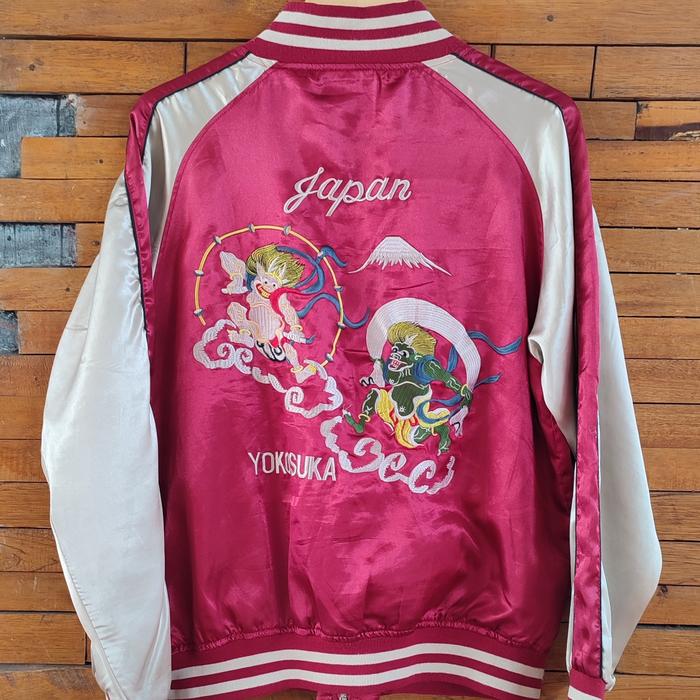Jacket Sukajan Japanese Traditional Raijin Fujin second vtg jepang