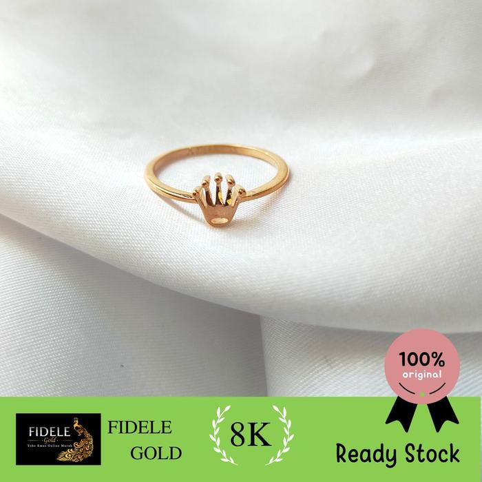 Cincin Mahkota  rox3 permata Polos Emas  Emas asli 375