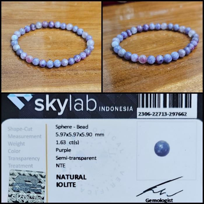 Gelang Batu Natural Iolite Include Memo